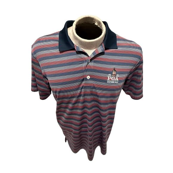 Dunning Golf PGA Championship 2022 Southern Hills Polo Shirt M Stripe - Picture 2 of 6
